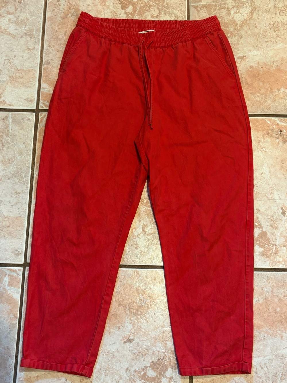 straight legged roomy trousers armedangels stretchy drawstring joggers